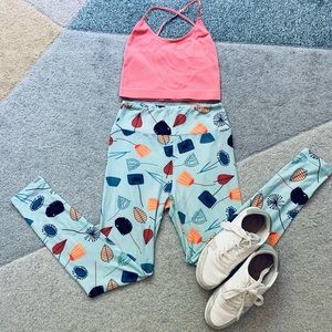 LulaRoe Light Blue Butter Feel Leggings with Design